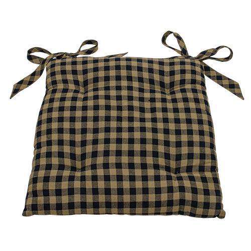 Black Check Chair Pad, 15" - The Fox Decor