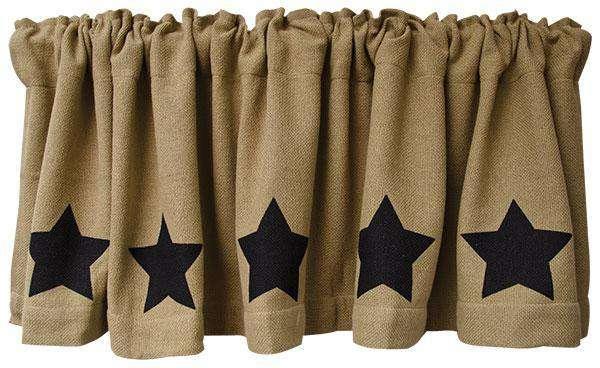 Black Star Burlap Valance - The Fox Decor