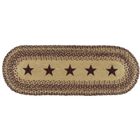 Burgundy Tan Jute Braided Table Runner Stencil Stars - The Fox Decor