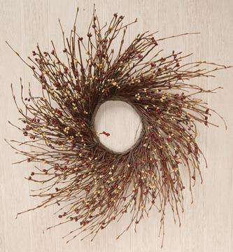 Burgundy/Gold Pip Twig Wreath, 16" - The Fox Decor
