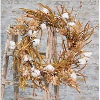 Cotton Wreath w/Fall Grass, 22