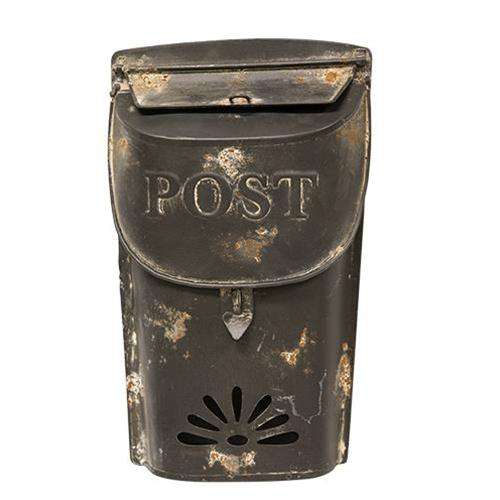 Distressed Black Post Box, 11" Mail and Post Boxes CWI+ 