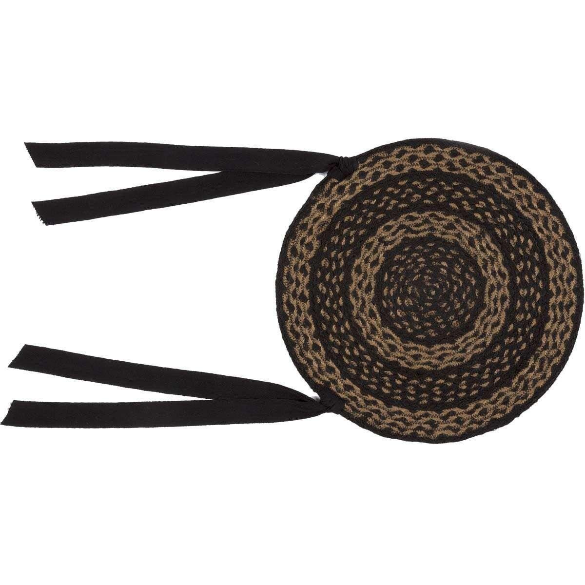 Farmhouse Jute Braided Chair Pad Set of 6 Black & Tan - The Fox Decor