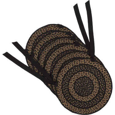 Farmhouse Jute Braided Chair Pad Set of 6 Black & Tan - The Fox Decor