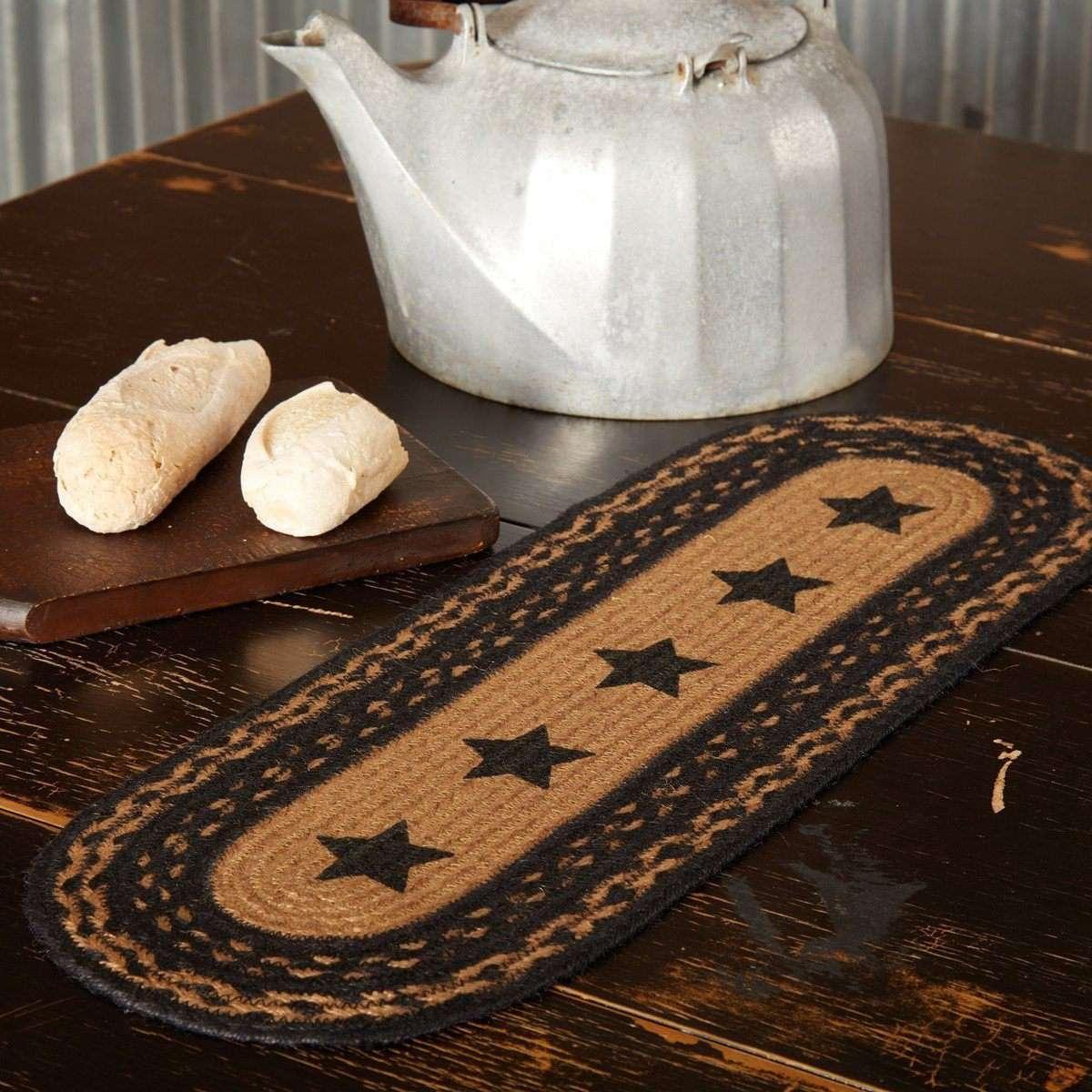 Farmhouse Jute Braided Table Runners Stencil Stars - The Fox Decor