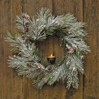 Flocked Pine Wreath w/Pinecones, 18