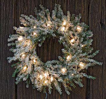 Frosted Lit Pine Wreath, 13" - The Fox Decor