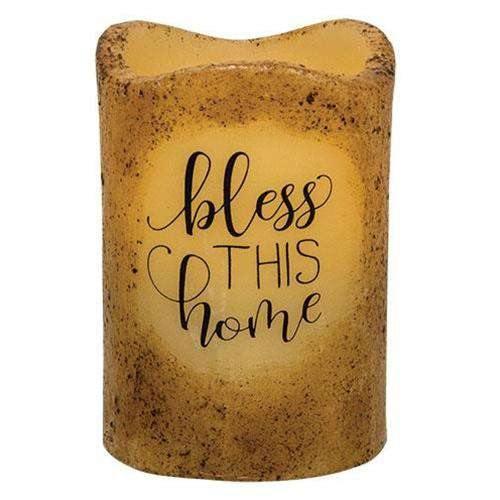Bless this Home Timer Pillar Candle - The Fox Decor