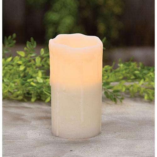 White Dripped Pillar Candle 6 inch - The Fox Decor