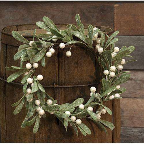 Glittered Mistletoe Candle Ring, 12" - The Fox Decor