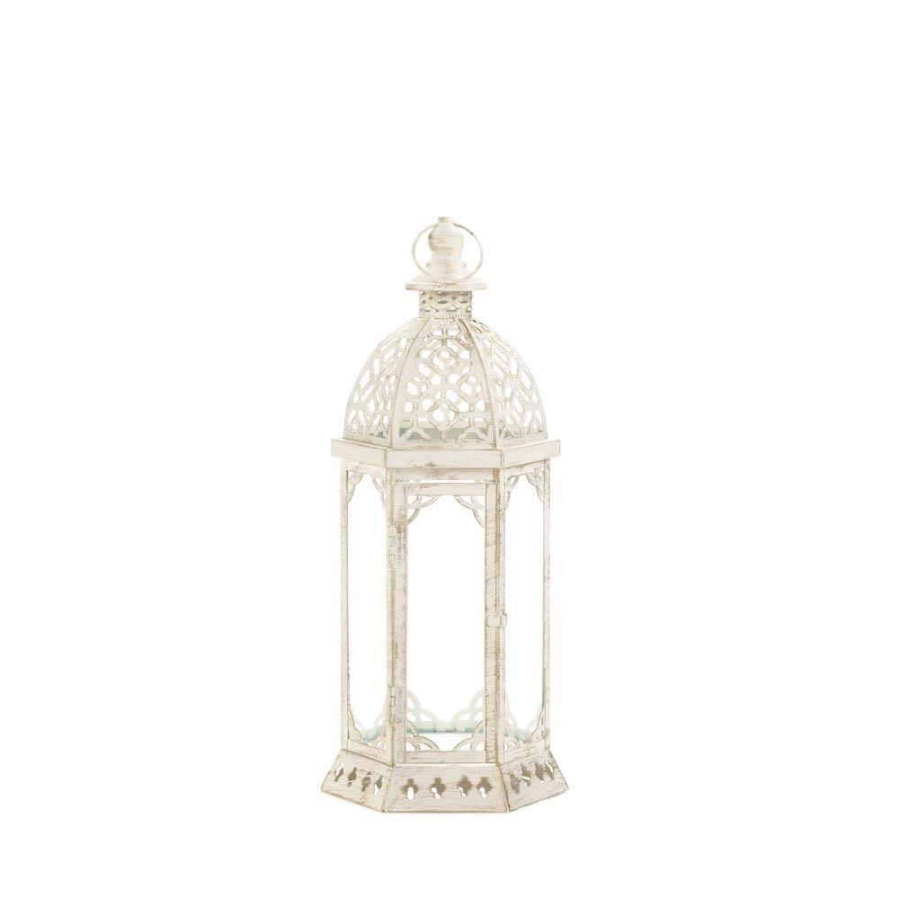 Graceful Distressed White Lantern (S) - The Fox Decor