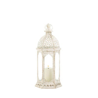 Graceful Distressed White Lantern (S) - The Fox Decor