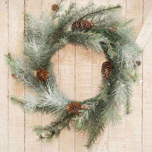 Icy Glittered Needle Pine Wreath - The Fox Decor