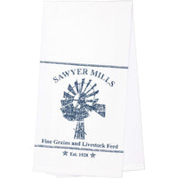 Thumbnail for Sawyer Mill Blue Windmill Muslin Bleached White Tea Towel 19x28 VHC Brands - The Fox Decor