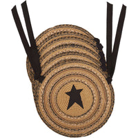 Thumbnail for Kettle Grove Jute Braided Chair Pad Applique Star Set of 6 Natural, Black, Caramel Chair Pad VHC Brands 