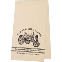 Thumbnail for Sawyer Mill Charcoal Tractor Muslin Unbleached Natural Tea Towel 19x28 VHC Brands - The Fox Decor