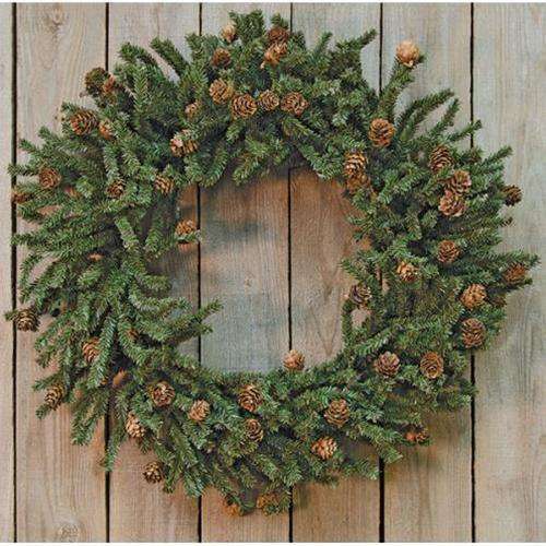 Pine Wreath w/Cones, 24" - The Fox Decor