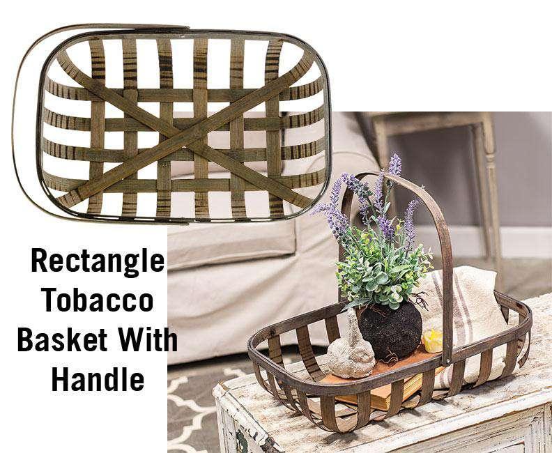 Rectangle Tobacco Basket With Handle - The Fox Decor