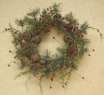 Red Berry Pine Wreath, 22" - The Fox Decor