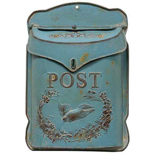 Rustic Blue Post Box Mail and Post Boxes CWI+ 