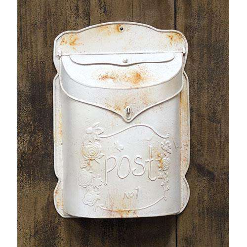 Rustic White Post Box Mail and Post Boxes CWI+ 