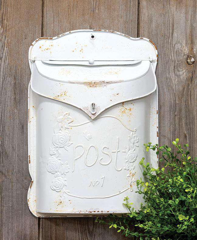 Rustic White Post Box Mail and Post Boxes CWI+ 