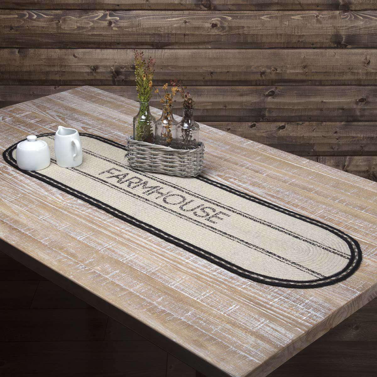 Sawyer Mill Charcoal Farmhouse Jute Braided Table Runner - The Fox Decor