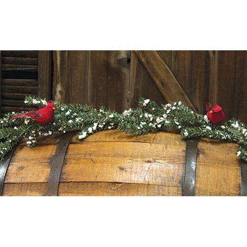Snowy Twig Garland w/Cardinals, 5ft - The Fox Decor