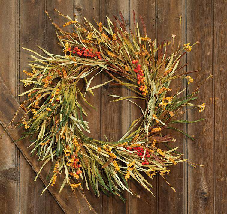 Wild Sunflower & Grass Wreath, 22" - The Fox Decor
