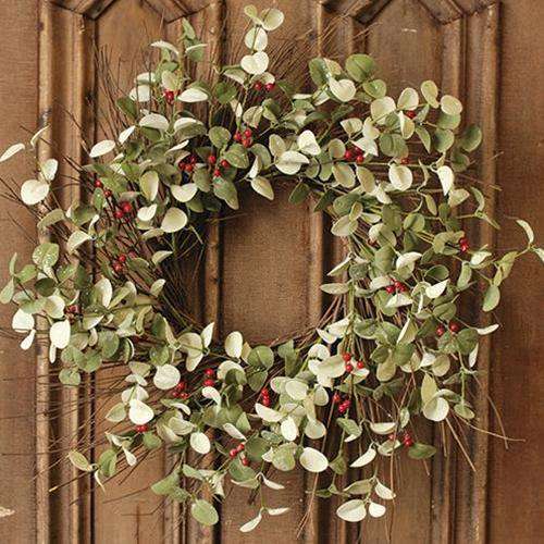 '+Winter Silver Dollar Wreath, 24" - The Fox Decor