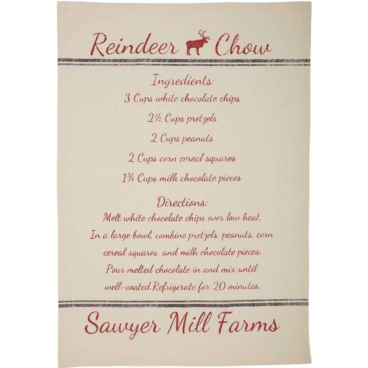 Sawyer Mill Holiday Reindeer And Recipes Unbleached Natural Muslin Tea Towel Set of 3 19x28 VHC Brands - The Fox Decor