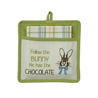 Thumbnail for Follow The Bunny Embroidered Pocket Pot Holder Set - The Fox Decor