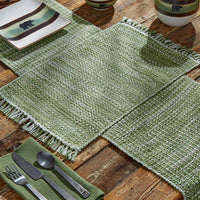 Thumbnail for Basketweave Placemat - Evergreen set of 12  Park Designs