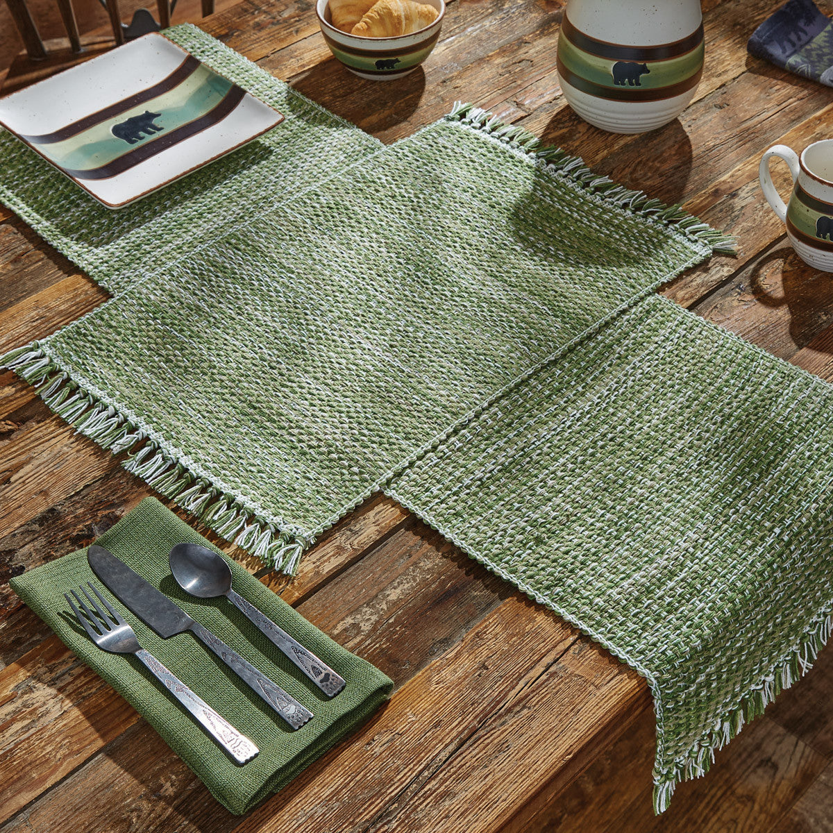 Basketweave Table Runner 36"L - Evergreen set of 2 Park Designs