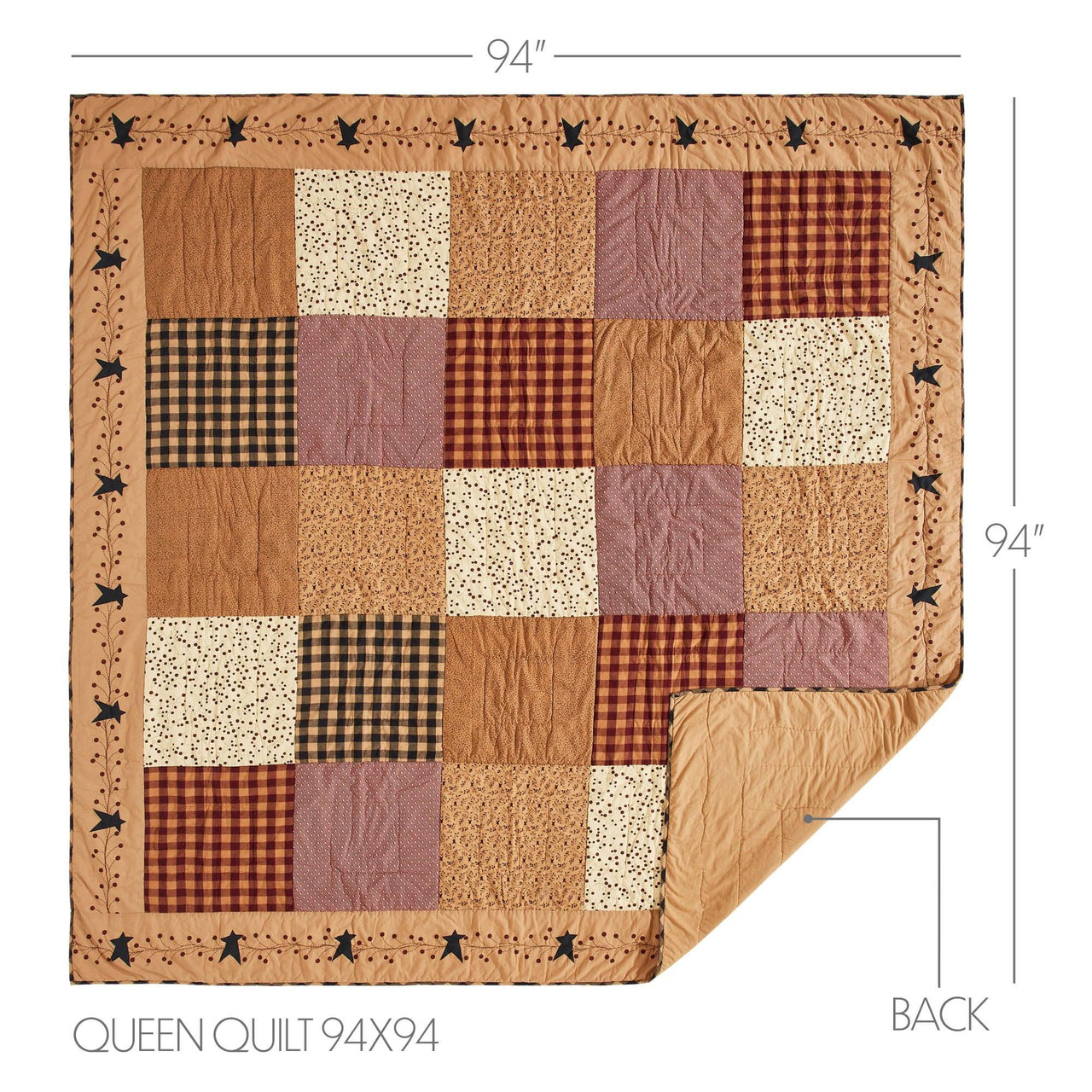 Pip Vinestar Queen Quilt 94Wx94L - The Fox Decor
