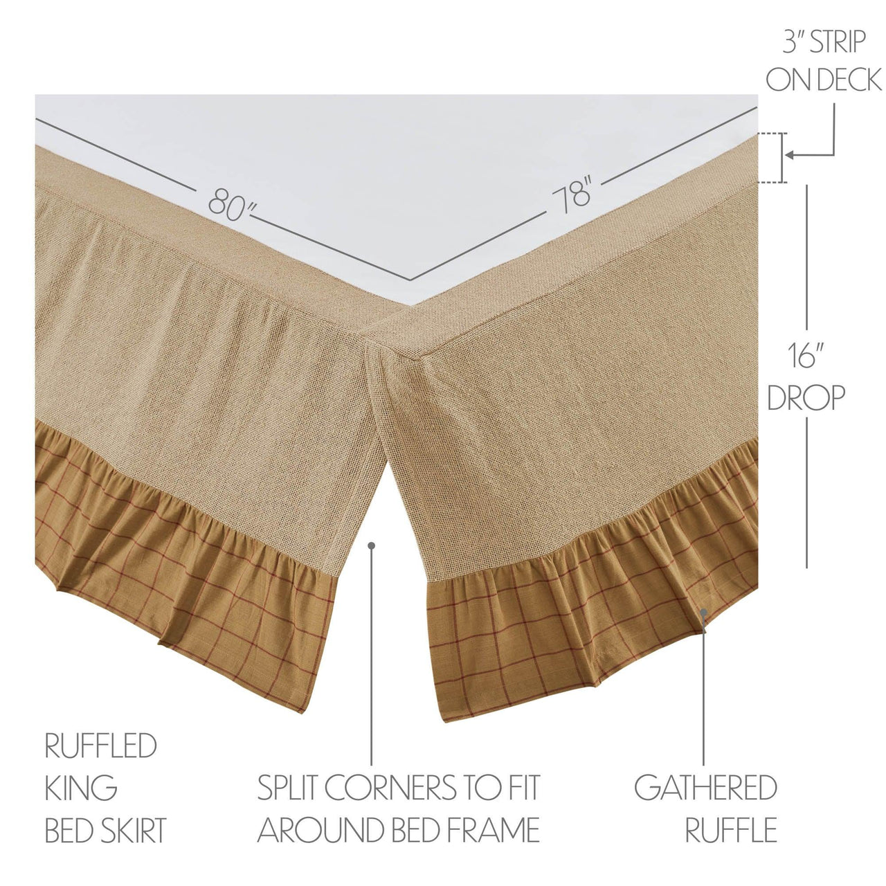 Connell Ruffled King Bed Skirt 78x80x16 - The Fox Decor