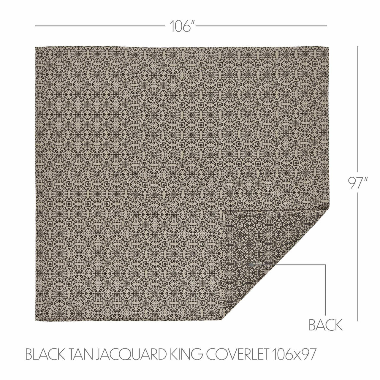 Custom House Black Tan Jacquard King Coverlet 106Wx97L - The Fox Decor