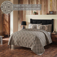 Custom House Black Tan Jacquard King Coverlet 106Wx97L - The Fox Decor