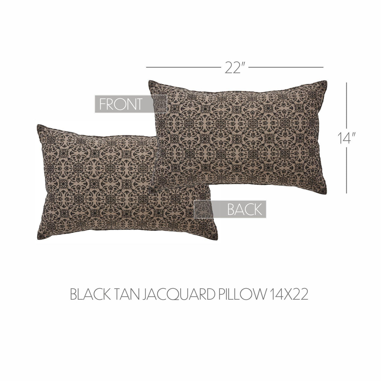 Custom House Black Tan Jacquard Pillow 14x22 - The Fox Decor