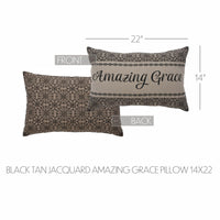 Thumbnail for Custom House Black Tan Jacquard Amazing Grace Pillow 14x22 - The Fox Decor