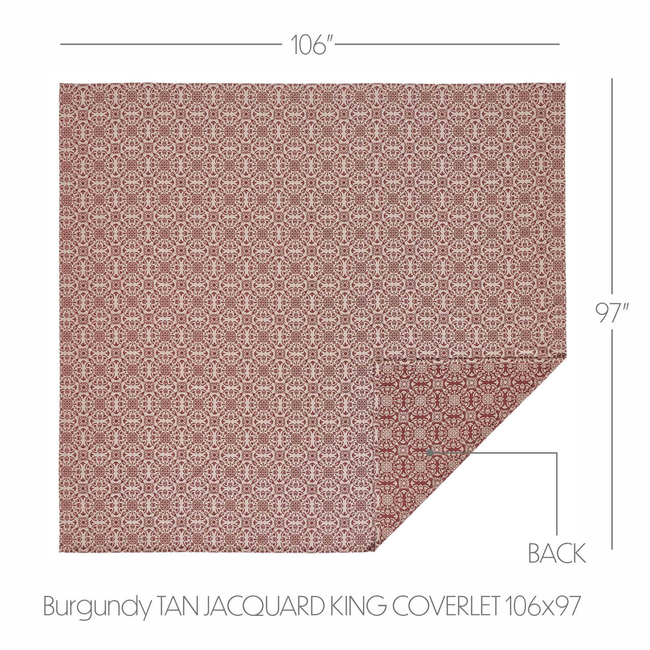 Custom House Burgundy Tan Jacquard King Coverlet 106Wx97L - The Fox Decor