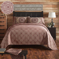 Custom House Burgundy Tan Jacquard King Coverlet 106Wx97L - The Fox Decor