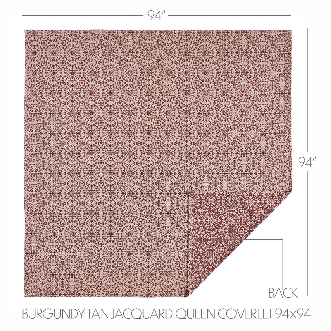 Custom House Burgundy Tan Jacquard Queen Coverlet 94Wx94L - The Fox Decor