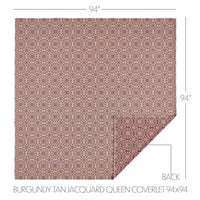 Custom House Burgundy Tan Jacquard Queen Coverlet 94Wx94L - The Fox Decor