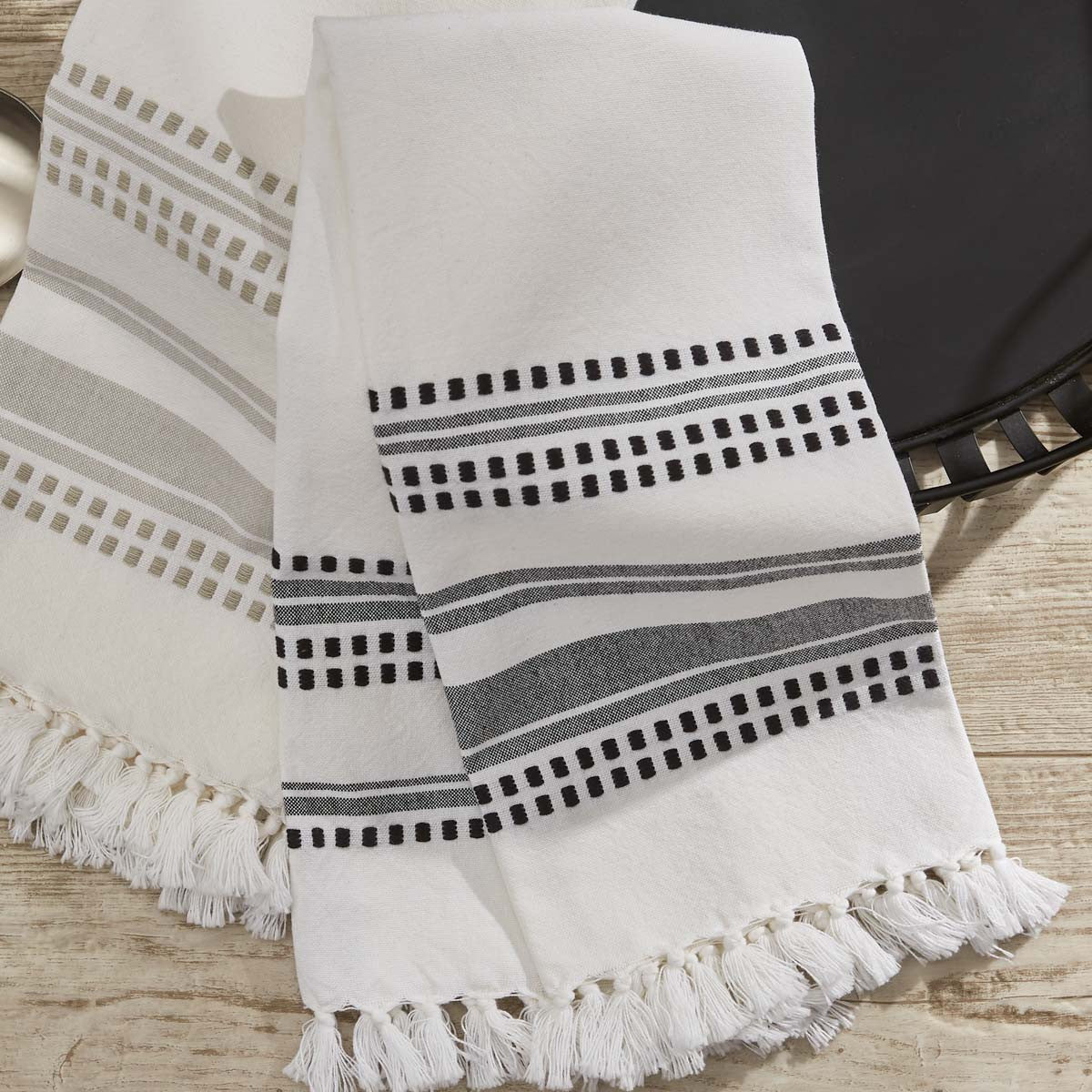 Kyla Woven Towel - Black Set of 2 Park Designs