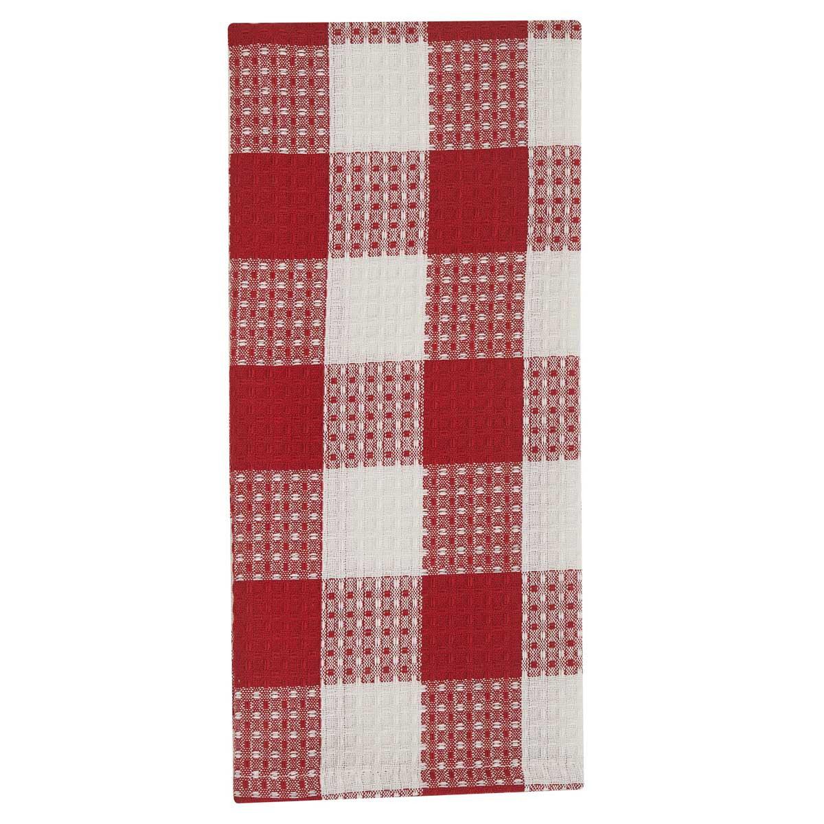 Wicklow Check Red & Cream Waffle Dishtowels - Set of 3 Park Designs - The Fox Decor