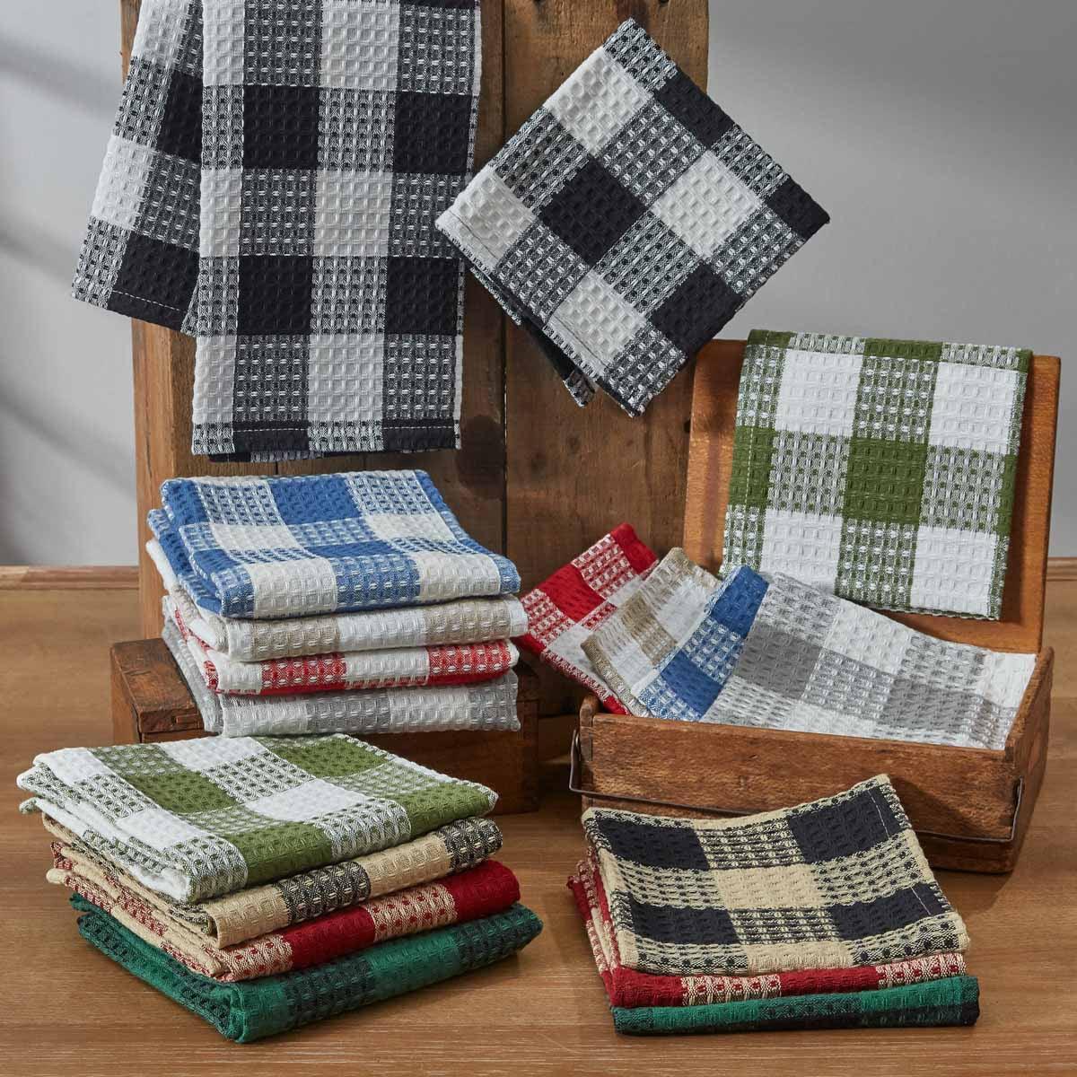 Wicklow Check Red & Cream Waffle Dishtowels - Set of 3 Park Designs - The Fox Decor