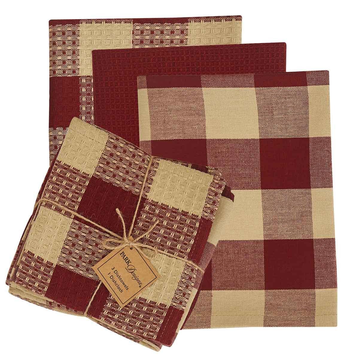 Wicklow Check Garnet Dishtowel Set  Park Designs