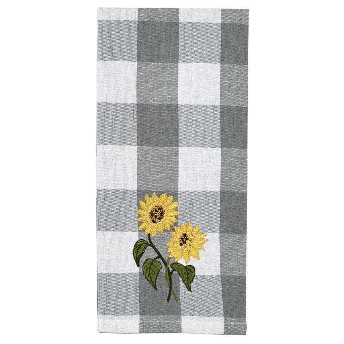 Wicklow Check Sunflower Embroidered Decorative Dishtowel Set of 6 Park Designs - The Fox Decor