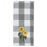 Wicklow Check Sunflower Embroidered Decorative Dishtowel Set of 6 Park Designs - The Fox Decor